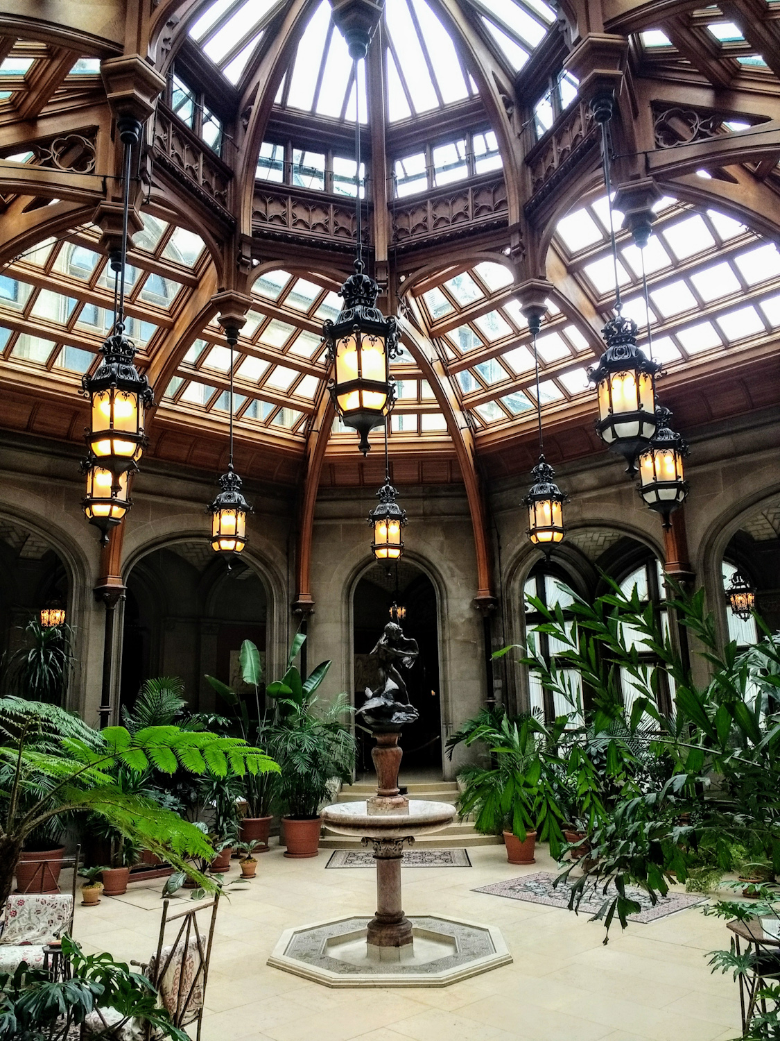 Winter Garden w/fountain sculpture Boy Stealing Geese by Karl Bitter